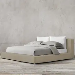 EKONOMODO COLOMBIA - Cama King 200x200 Astoria En Madera Pino Con Tela Premium Taupe