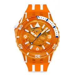 SWATCH - Relojes Unisex Pacific Sea Nettle. Reloj Silicona Naranja SSCU09O100