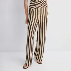 MANGO - Pantalón Mujer Tiro alto de Rayas