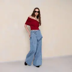 SYBILLA - Jean Wide leg Mujer De Algodón