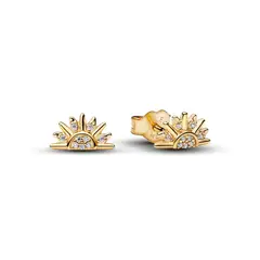 PANDORA - Aretes De Botón Sol Reluciente Recubrimiento En Oro 14K