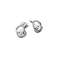 PANDORA - Aretes De Botón Óvalo Plata Esterlina