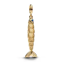 PANDORA - Charm Colgante Pez Articulado Recubrimiento En Oro 14K