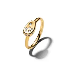 PANDORA - Anillo Sello Ovalado Mediano Recubrimiento En Oro 14K
