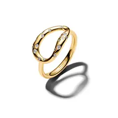 PANDORA - Anillo De Impacto De Forma Orgánica Recubrimiento En Oro 14K
