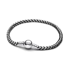 PANDORA - Brazalete Cadena Tipo Caja Negro Plata Esterlina