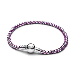PANDORA - Brazalete Cadena Tipo Caja Púrpura Plata Esterlina