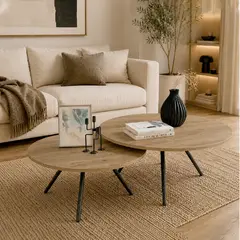 DKO DESIGN - Set x 2 Mesas de Centro Prime 41,5x80x80cm Color Madera Oscuro