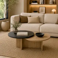 DKO DESIGN - Mesa de Centro Doble Superficie Fiji 40x100x60 cm Madera -Negro