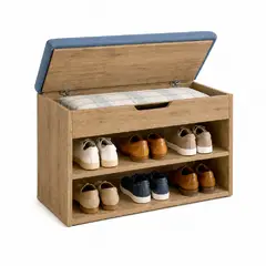 DKO DESIGN - Mueble Organizador Zapatero-Baúl 43x60x30cm Madera/Azul