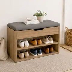 DKO DESIGN - Mueble Organizador Zapatero-Baúl 43x60x30cm Madera/Gris Plom