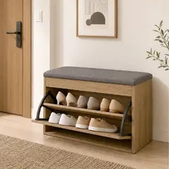 DKO DESIGN - Organizador Zapatero Abatible - Baúl 47x80x30cm Gris Madera/Gris