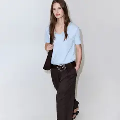 MANGO - Camiseta Mujer Manga corta de Algodón