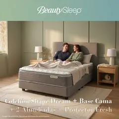BEAUTYSLEEP - Colchón Doble Shape Dream + Base Cama + 2 Almohadas + Protector