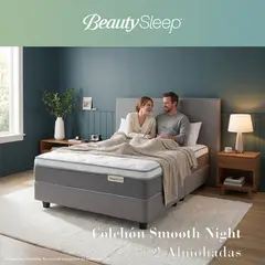 BEAUTYSLEEP - Colchón Doble Smooth Night + 2 Almohadas
