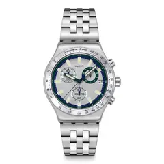 SWATCH - Relojes Unisex Midnight In The Mirror. Reloj Acero Inoxidable Plateado YVS539G