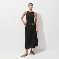 MANGO - Vestido Mujer Medio con Bordado de Algodón