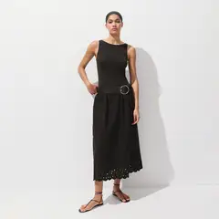 MANGO - Vestido Mujer Medio con Bordado de Algodón