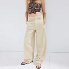 MANGO - Jean Mujer Tiro alto de Algodón