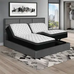 PULLMAN - Colchón Eléctrico Eco King con Cama Firenze, Movimientos Independientes, Control Inalámbrico y Almohada 200x200 cm