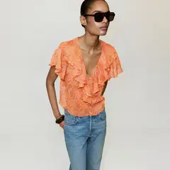 MANGO - Blusas Mujer con Boleros Manga corta