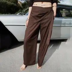 MANGO - Pantalón Mujer Tiro medio de Algodón