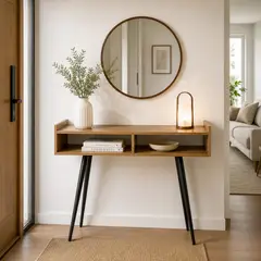 DKO DESIGN SAS - Set Consola 90x100x30cm Recibidor con Espejo Redondo