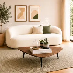 DKO DESIGN SAS - Sala Sofá Boom 72x170x80cm + Mesa Centro Tik BlancoOvejo/Amaretto