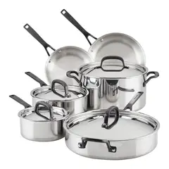 KITCHENAID - Juego De Ollas Acero Inoxidable 5 Capas Clad, Inducción, 10 Piezas