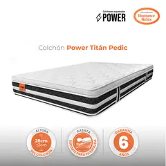 ROMANCE RELAX - Colchón Queen Firme Titan Pedic + 2 Almohadas + Protector de Colchón