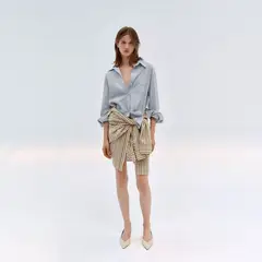 MANGO - Camisa Mujer Cuadros Manga larga de Algodón