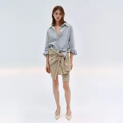 MANGO - Camisa Mujer Cuadros Manga larga de Algodón