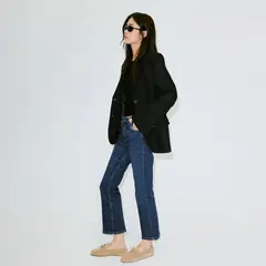 MANGO - Jean Flare Mujer Tiro Medio de Algodón