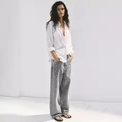 MANGO - Jean Recto Mujer Tiro Medio de Algodón