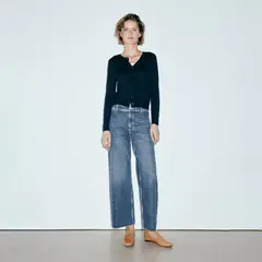 MANGO - Jean Recto Mujer Tiro Alto de Algodón