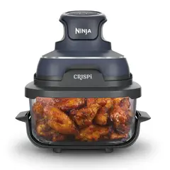 NINJA - Crispi Freidora de Aire 4 en 1 | 4 Funciones Predeterminadas | Freír con Aire, Hornear, Dorar, Recalentar | Incluye Recipientes en Vidrio 3,8 Lt y 1,4 Lt con Tapas y Adaptadores | 1500 W | FN101GY