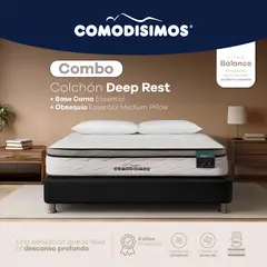 COMODISIMOS - Combo Colchón Deep Rest 140X190 + Somier Negro + 2 Almohadas