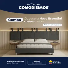 COMODISIMOS - Combo Cabecero Essential Gris 120 + Complemento