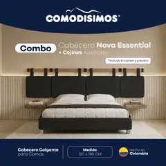 COMODISIMOS - Combo Cabecero Essential Negro 120 + Complemento