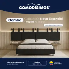 COMODISIMOS - Combo Cabecero Essential Negro 160 + Complemento