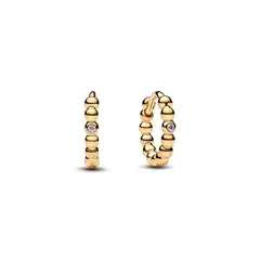 PANDORA - Aretes Huggie Con Cuentas Talla Única Recubrimiento En Oro 14K