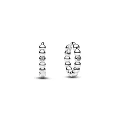 PANDORA - Aretes Huggie Con Cuentas Talla Única Plata Esterlina