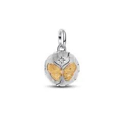 PANDORA - Charm Medallón Mariposa Talla Única Dos Tonos
