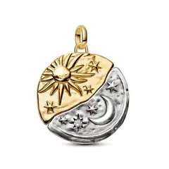 PANDORA - Charm Medallón Grande Sol Y Luna Talla Única Dos Tonos
