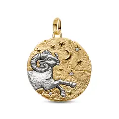 PANDORA - Charm Medallón Grande Signo Zodical Aries Talla Única Dos Tonos