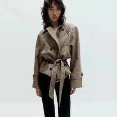 MANGO - Trench Mujer con Cuadros de Algodón