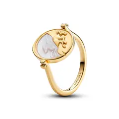 PANDORA - Anillo Medallón Reversible Pegaso Recubrimiento En Oro 14K