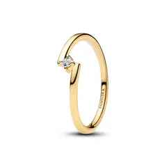 PANDORA - Anillo Solitario Dividido Recubrimiento En Oro 14K