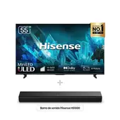 HISENSE - Combo Televisor + Barra | 55 Pulgadas |ULED MiniLED Dolby Vision IQ| 55U6ESV | Barra de Sonido HS1000