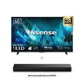 HISENSE - Combo Televisor + Barra | 65 Pulgadas | ULED MiniLED Dolby Vision IQ | 65U6ESV | Barra de Sonido HS1000